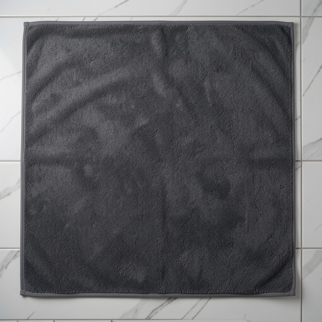 Süet microfiber banyo paspası, koyu gri, 50x80 cm, kaymaz tabanlı, hızlı kuruyan