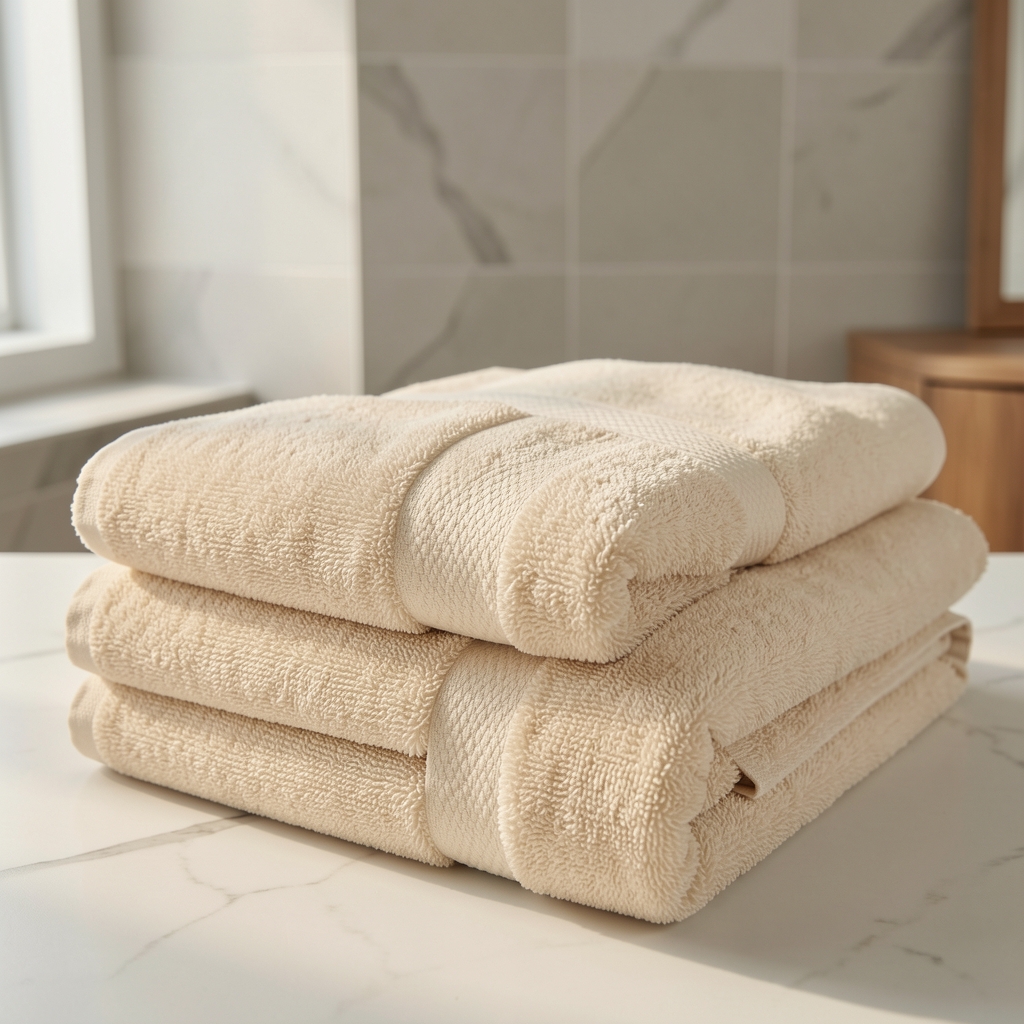Lüks Mısır pamuğu banyo havlusu, krem rengi, 70x140 cm, 700 gr/m2, premium gramaj