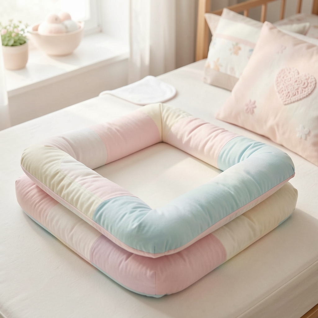 Organik pamuklu bebek minder yastık seti, ekstra yastık kılıflı, pastel renkli